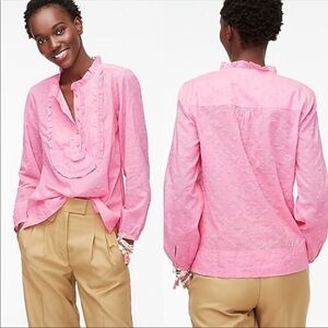 J Crew Pink Ruffle Floral Eyelet Larkspur Pink XXS